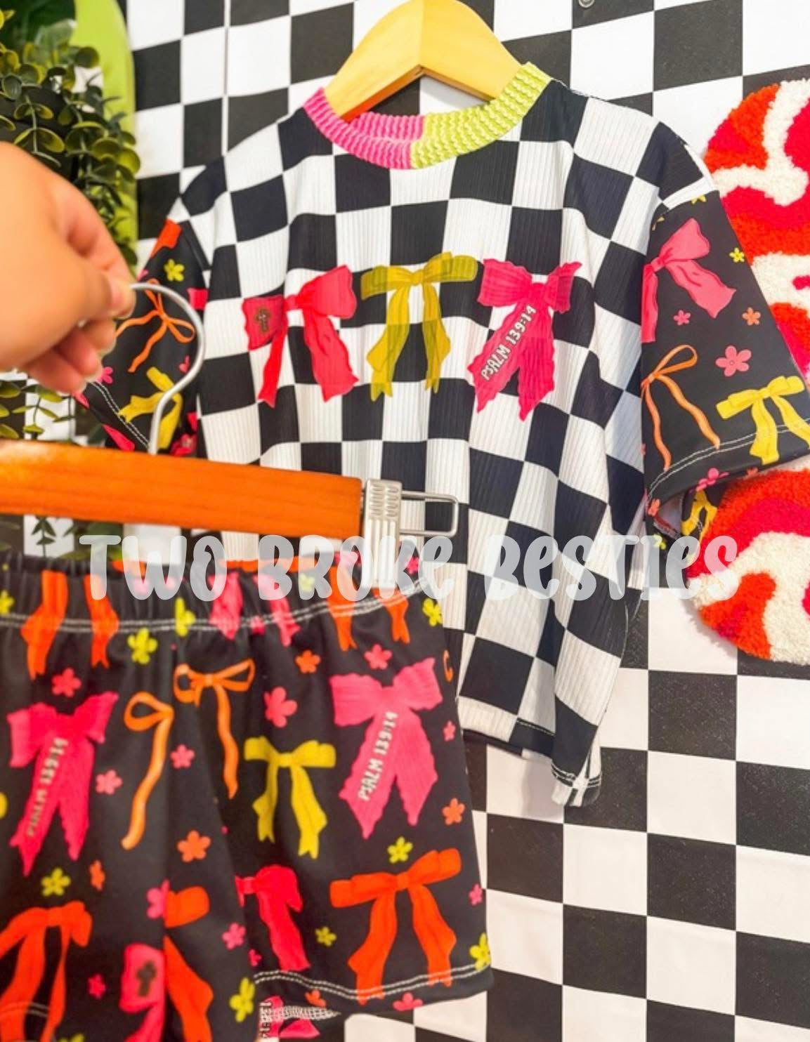 Checkered Bow Comfy Set